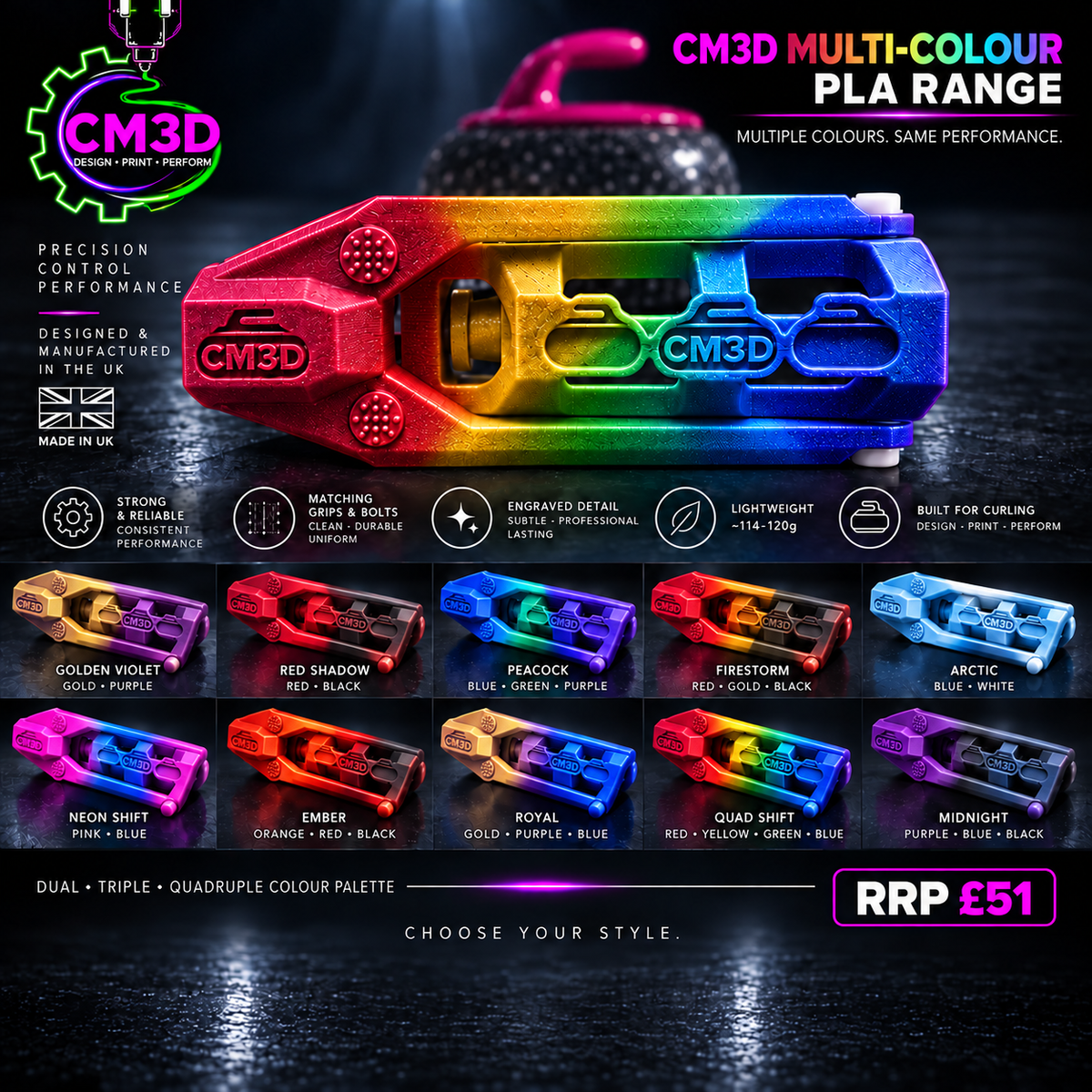 CM3D PLA Dual,Triple and Quadruple colours